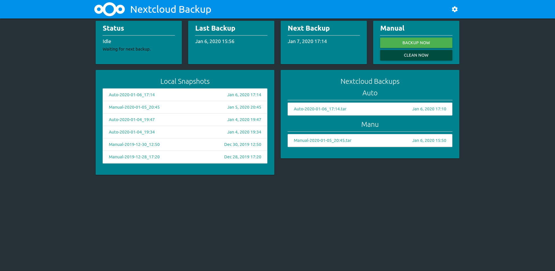 Nextcloud Backup Screenshot